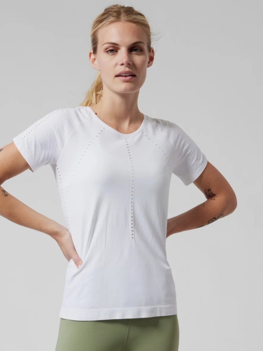 Athleta Foothill Seamless Tee Bright White Size M #335981